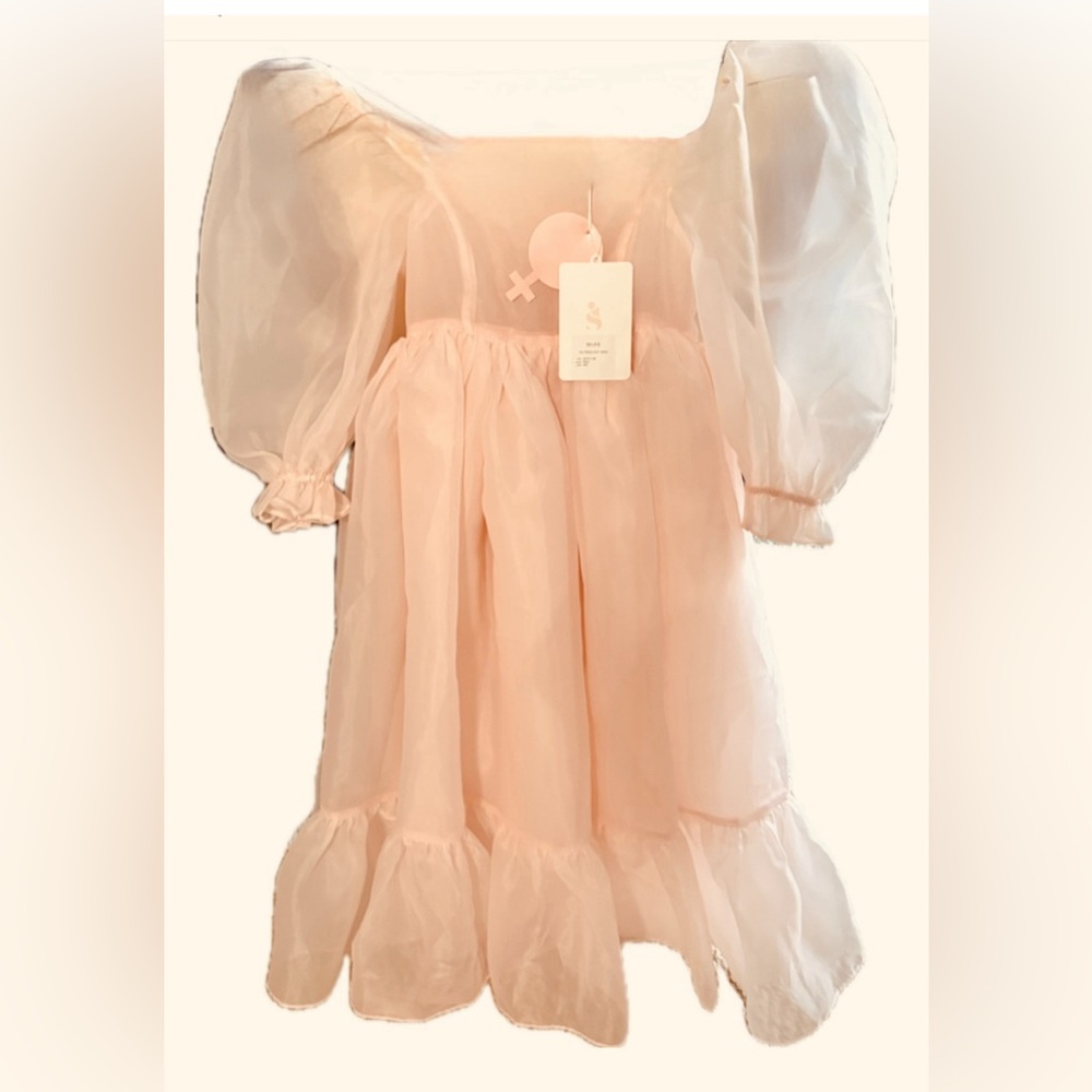 SELKIE New with Tag French Puff Peach/Pink Organza Dress